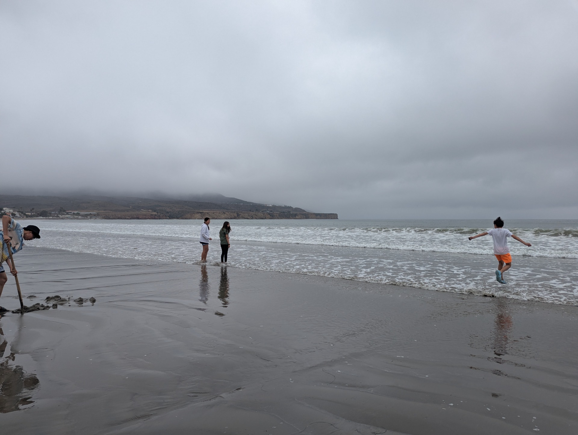 The beach and hot springs on a cloudy day