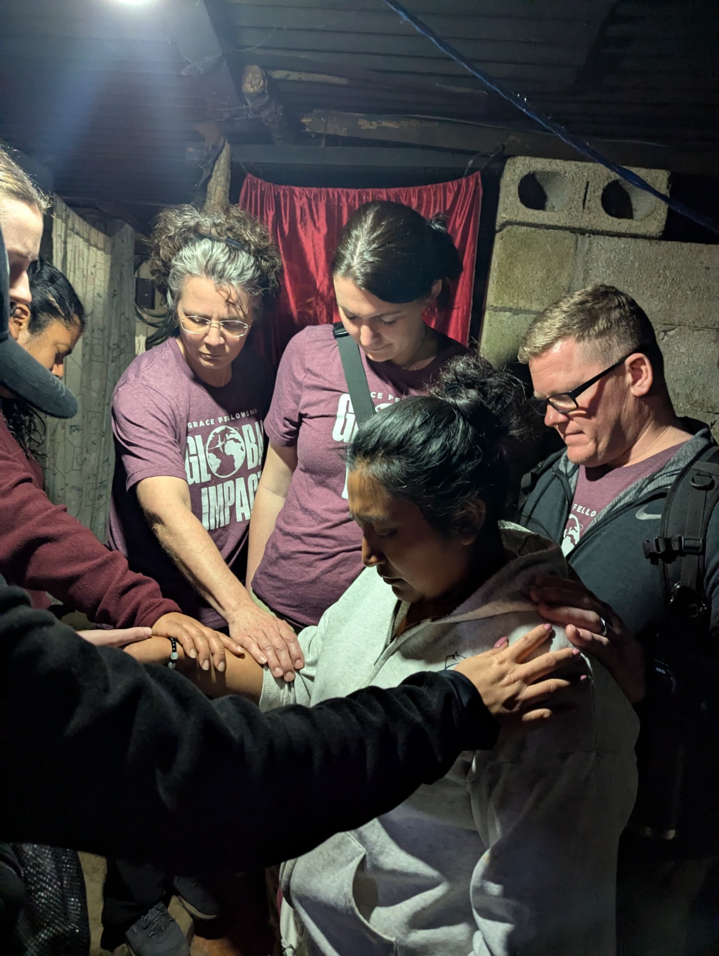 Praying over families in the community