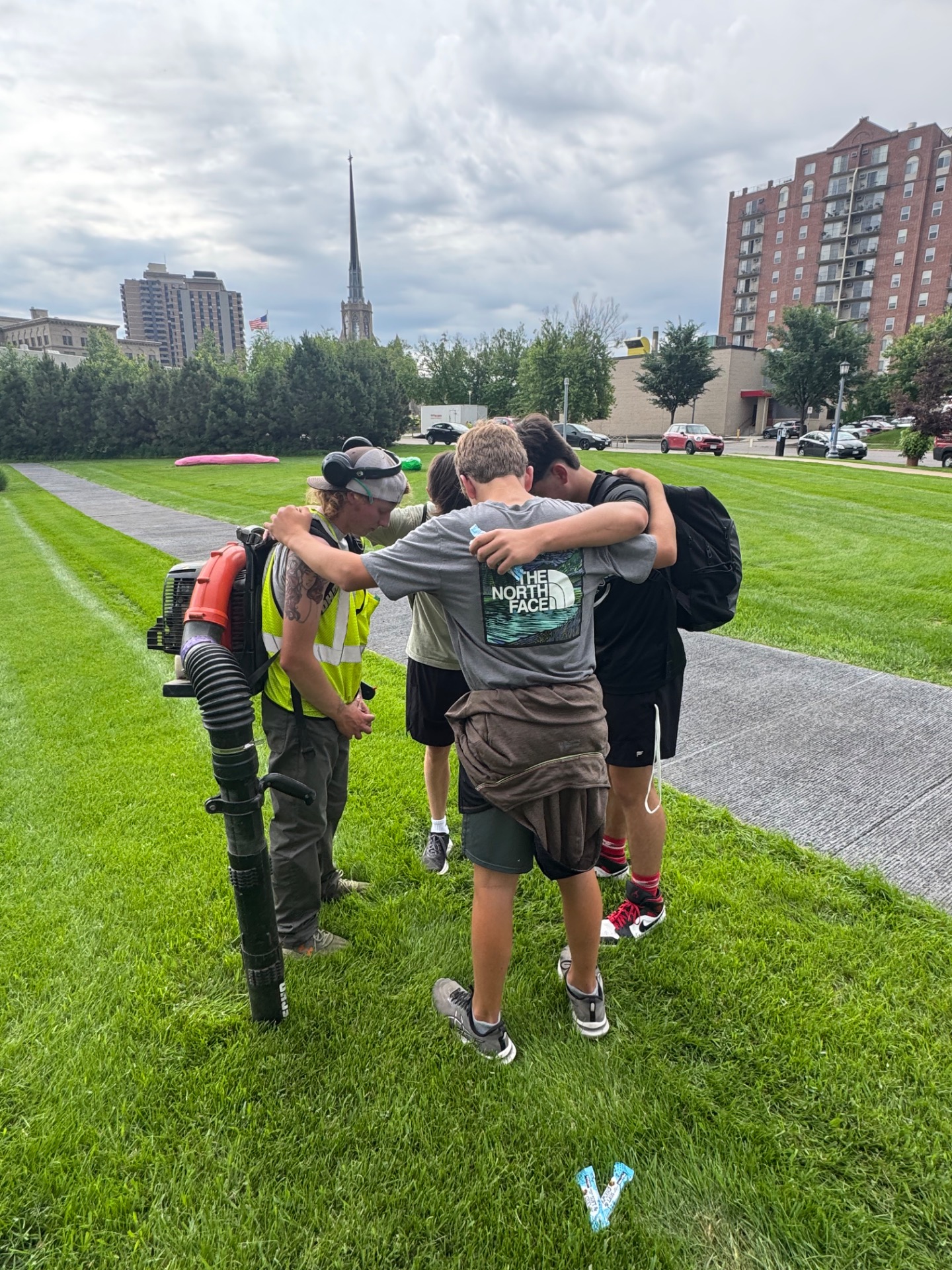 Praying over the Landscaping Crew! 