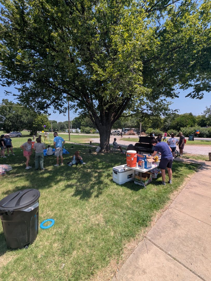 Passing out Burgers